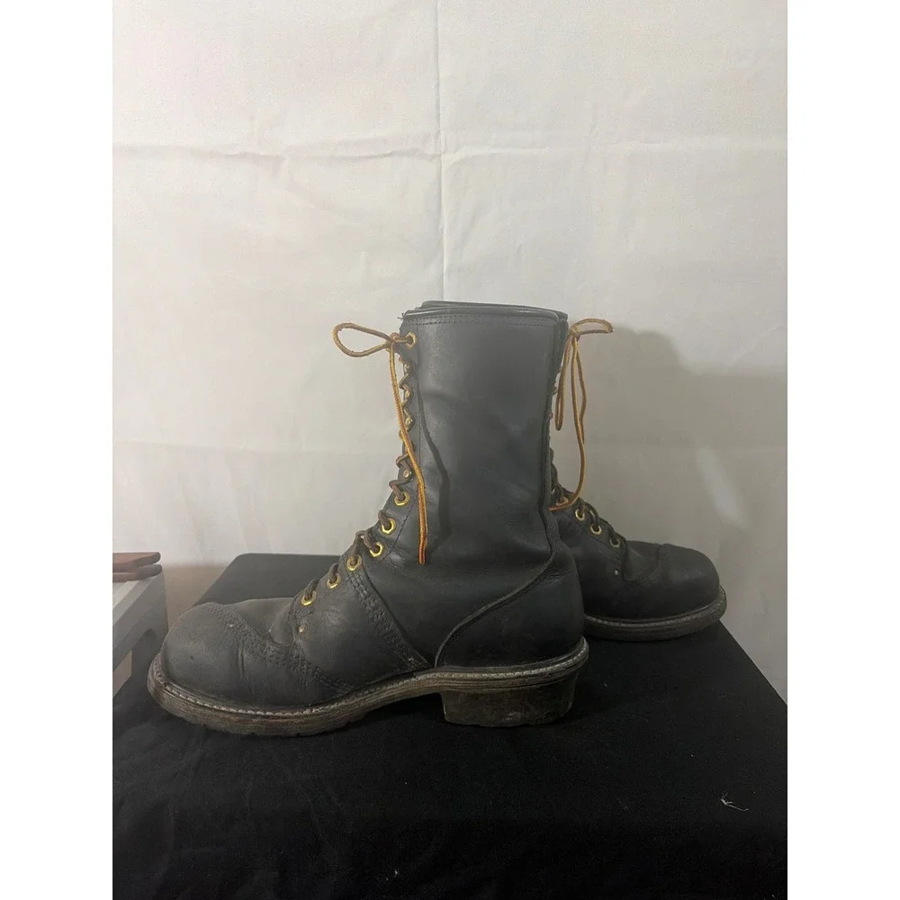 Carolina 1905 Linesman Boots Mens 10 Black Leather Vibram Sole USA Made EH Rated